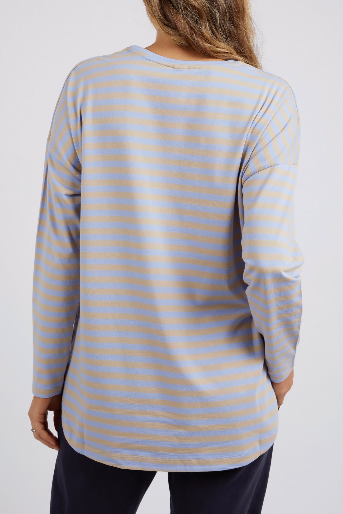 Lauren Long Sleeve Hydrangea & Cream Stripe