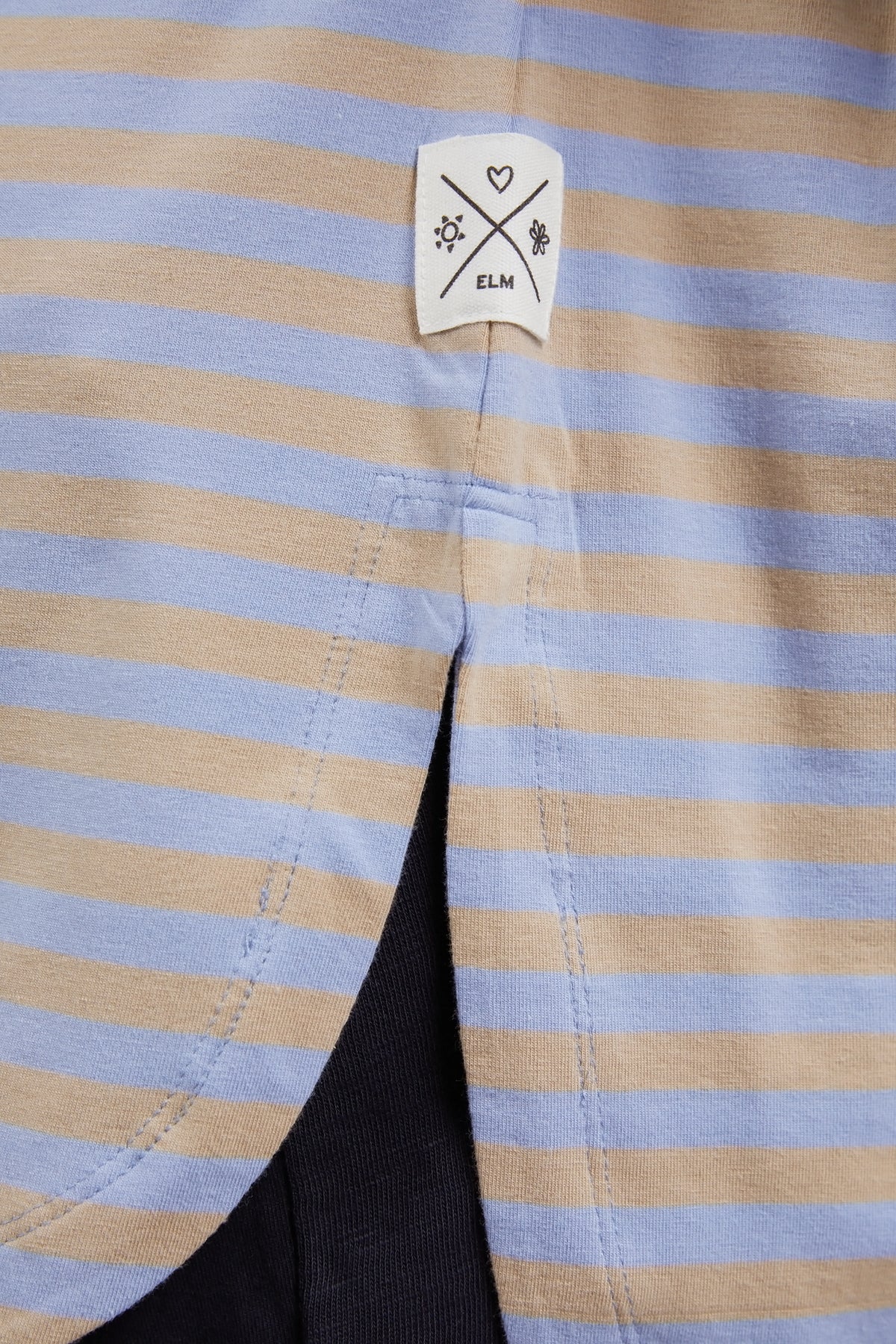 Lauren Long Sleeve Hydrangea & Cream Stripe