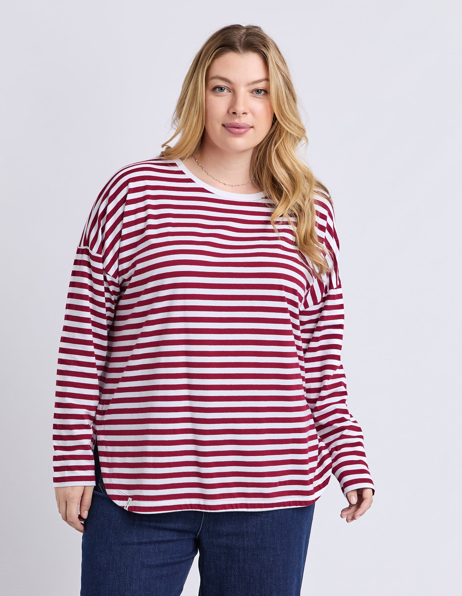 Lauren Long Sleeve Tee Maroon/White Stripe