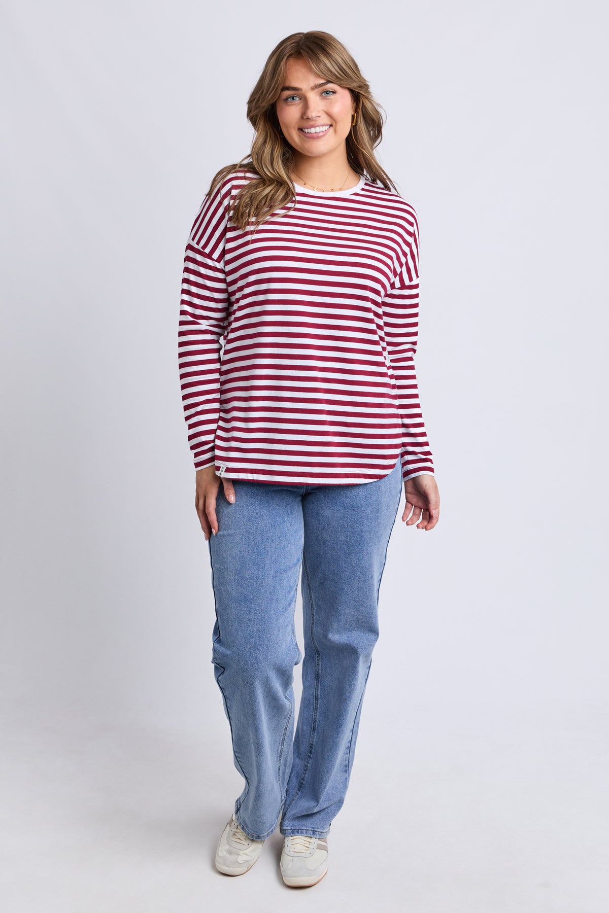 Lauren Long Sleeve Tee Maroon/White Stripe