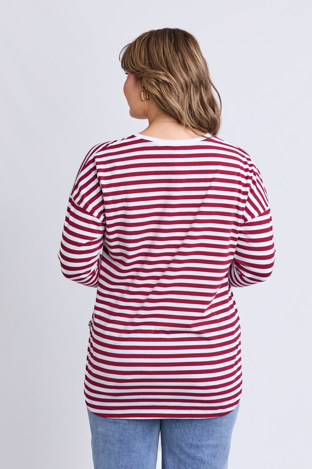 Lauren Long Sleeve Tee Maroon/White Stripe