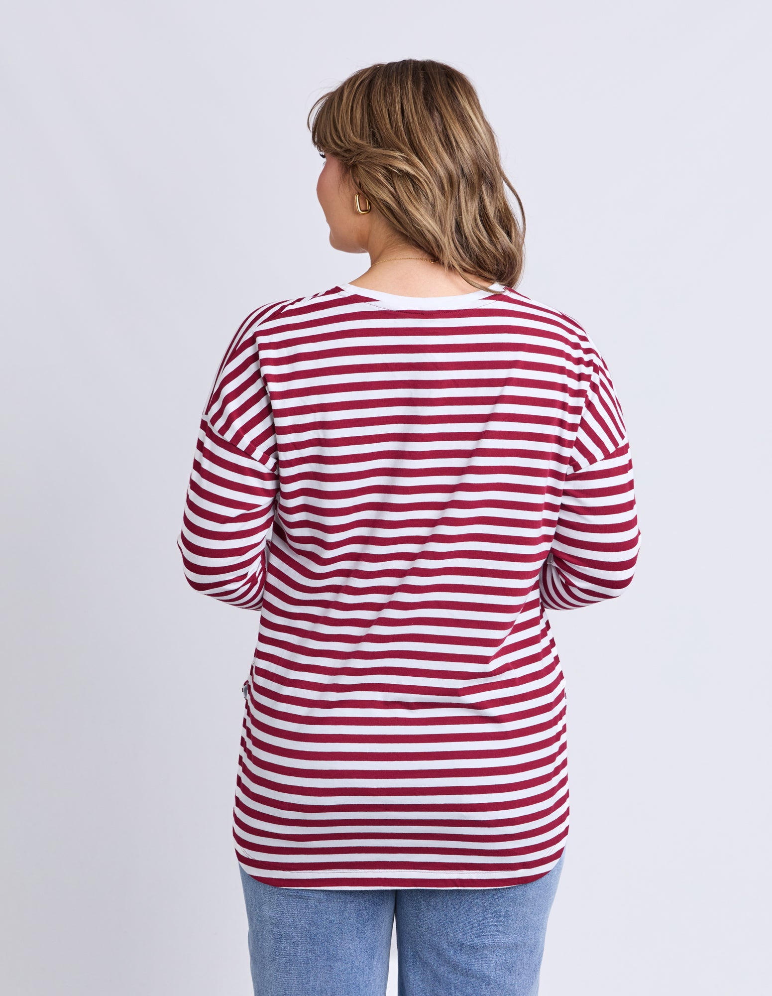 Lauren Long Sleeve Tee Maroon/White Stripe