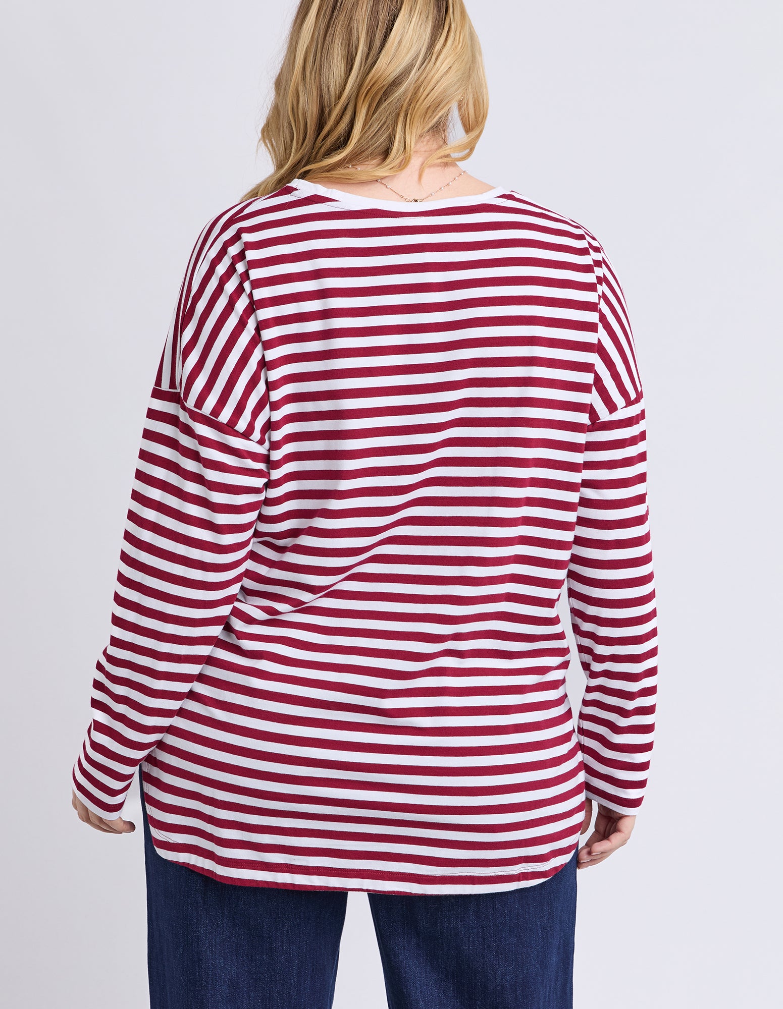 Lauren Long Sleeve Tee Maroon/White Stripe