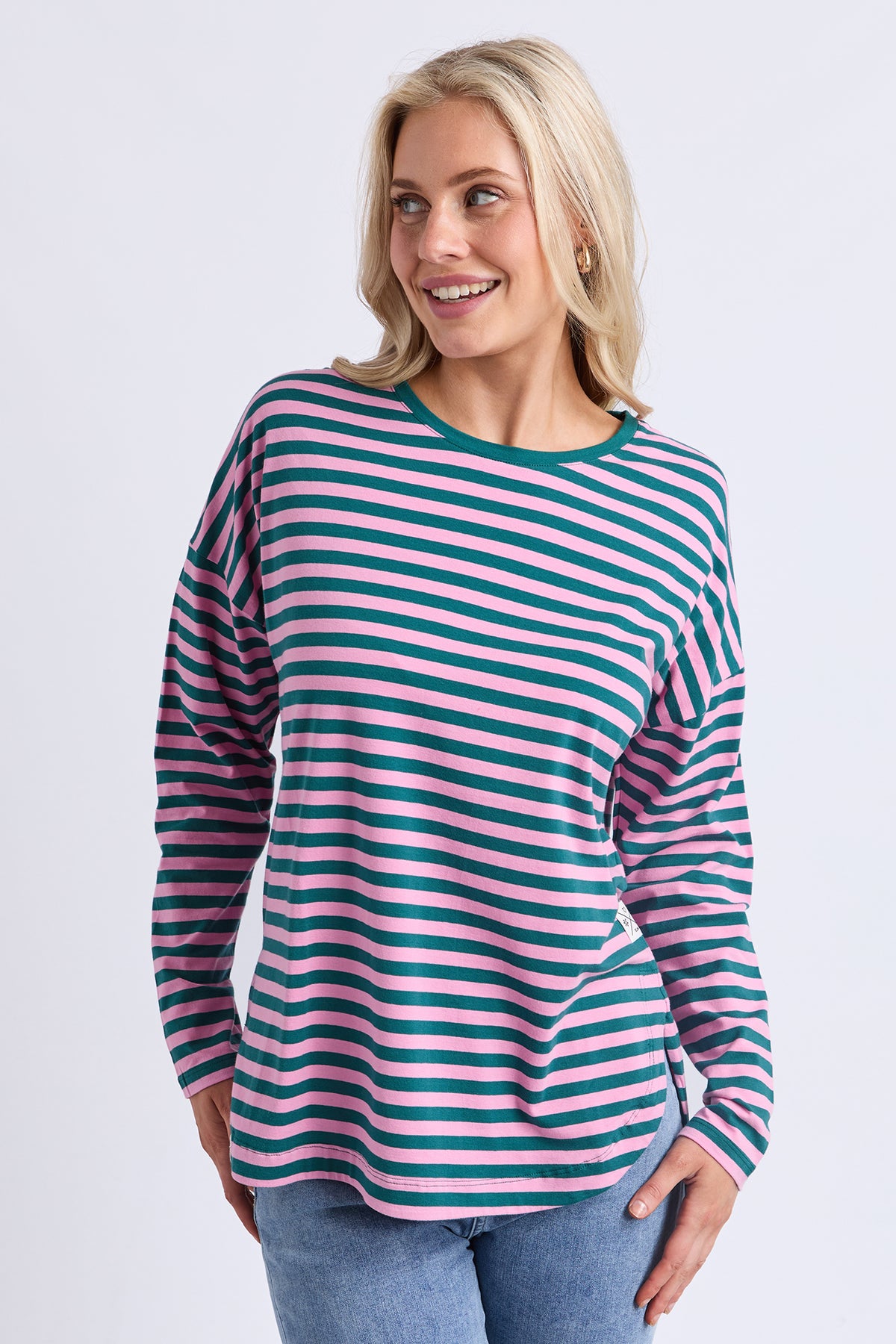Lauren Long Sleeve Tee Stripe Teal/Quartz
