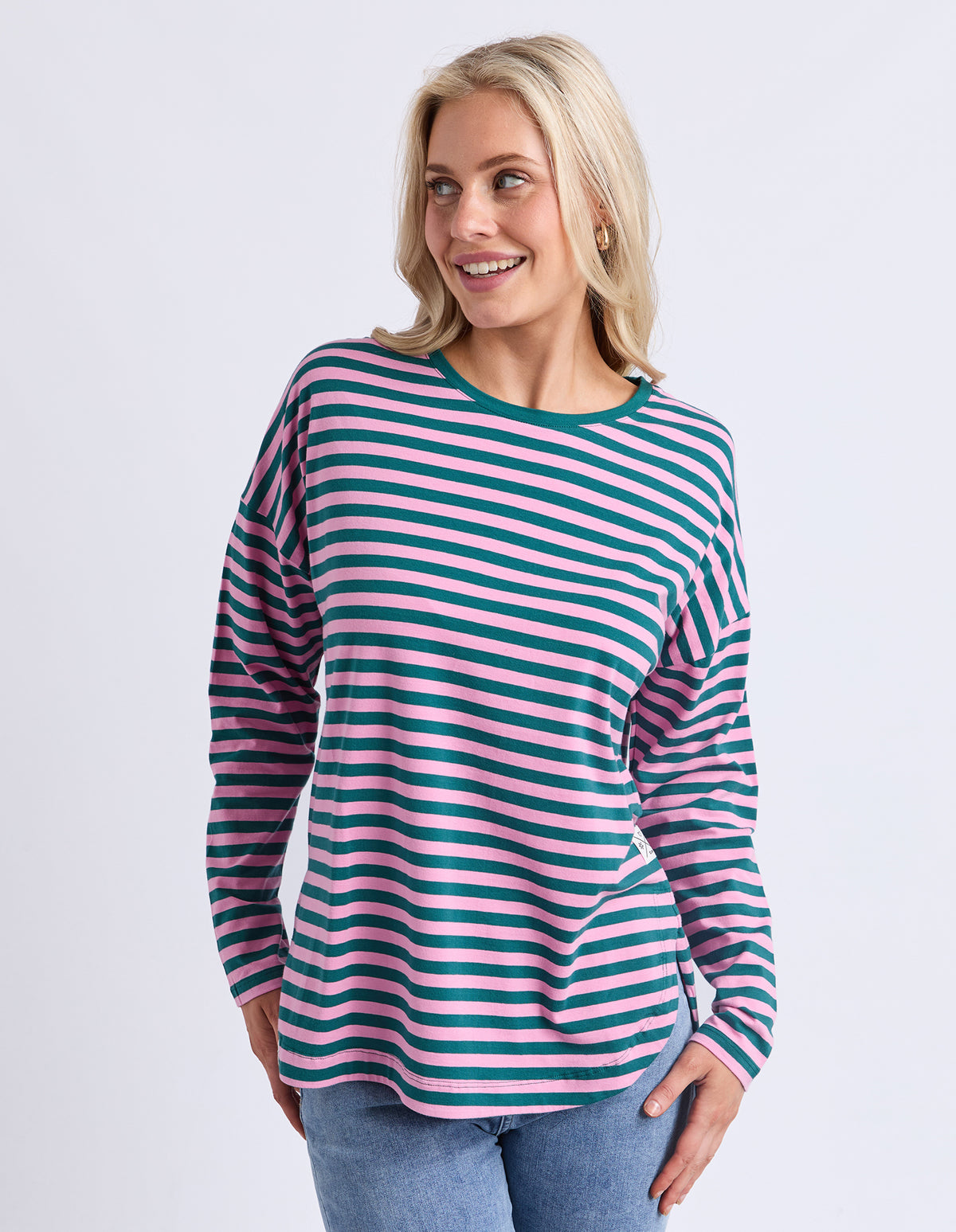Lauren Long Sleeve Tee Stripe Teal/Quartz