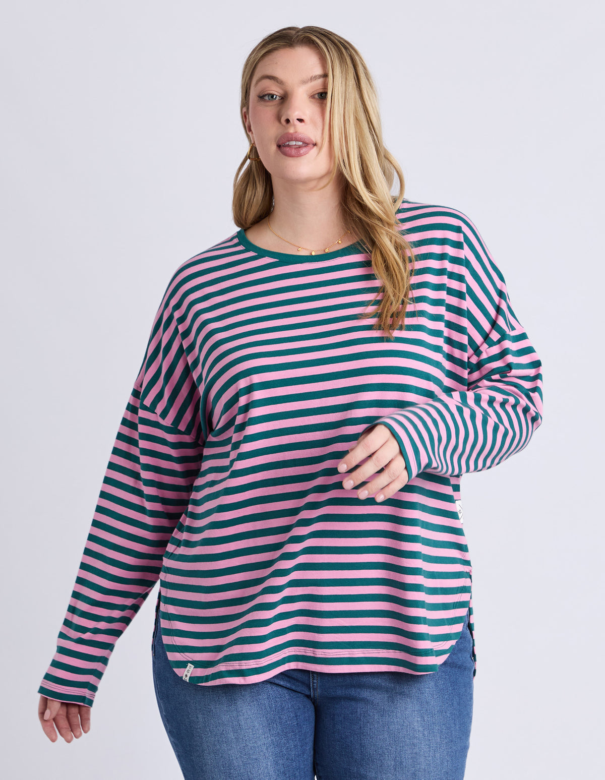 Lauren Long Sleeve Tee Stripe Teal/Quartz