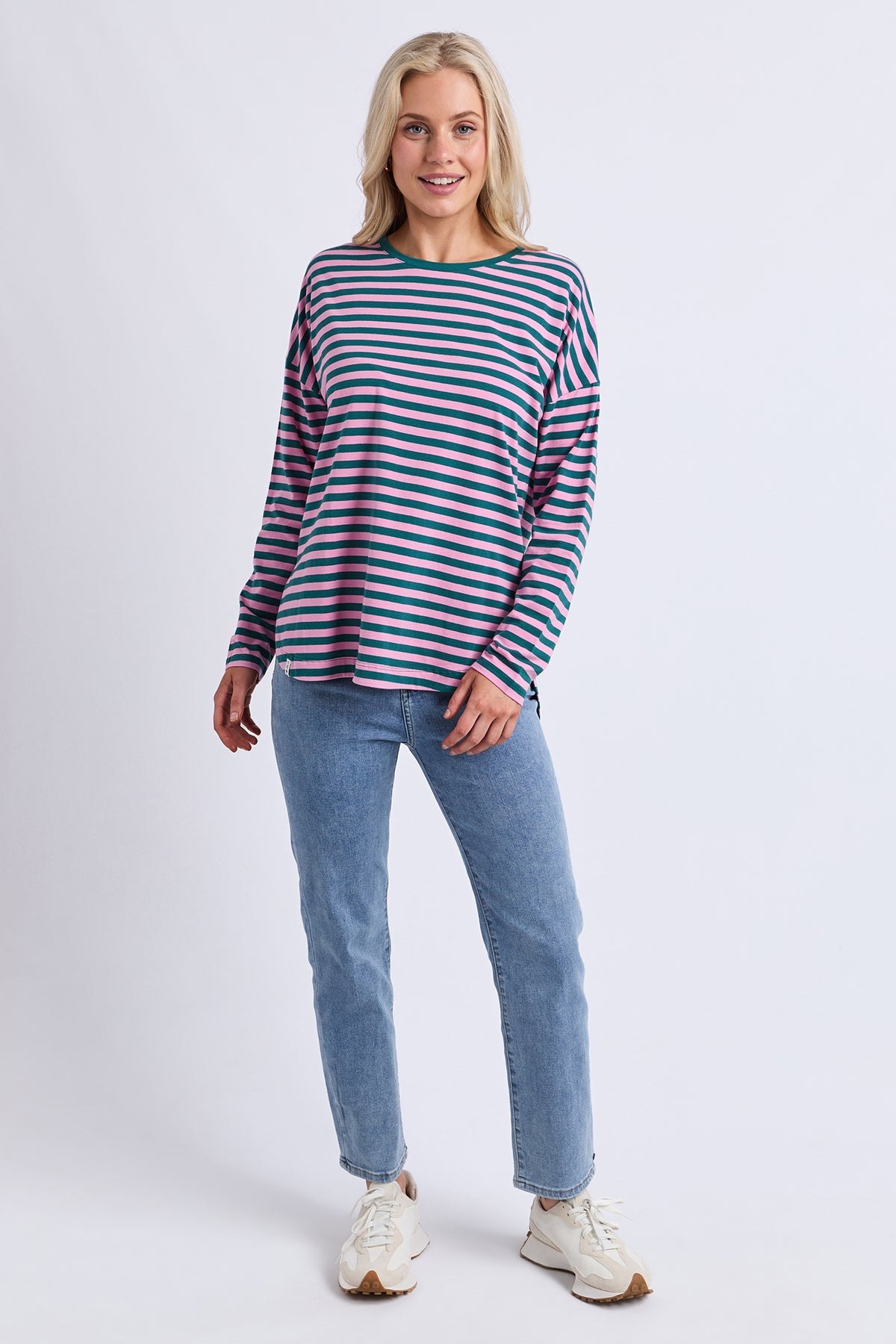 Lauren Long Sleeve Tee Stripe Teal/Quartz