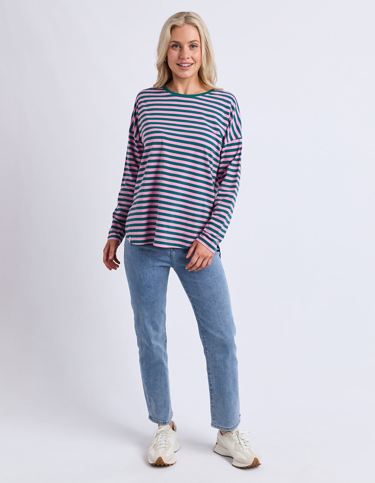Lauren Long Sleeve Tee Stripe Teal/Quartz