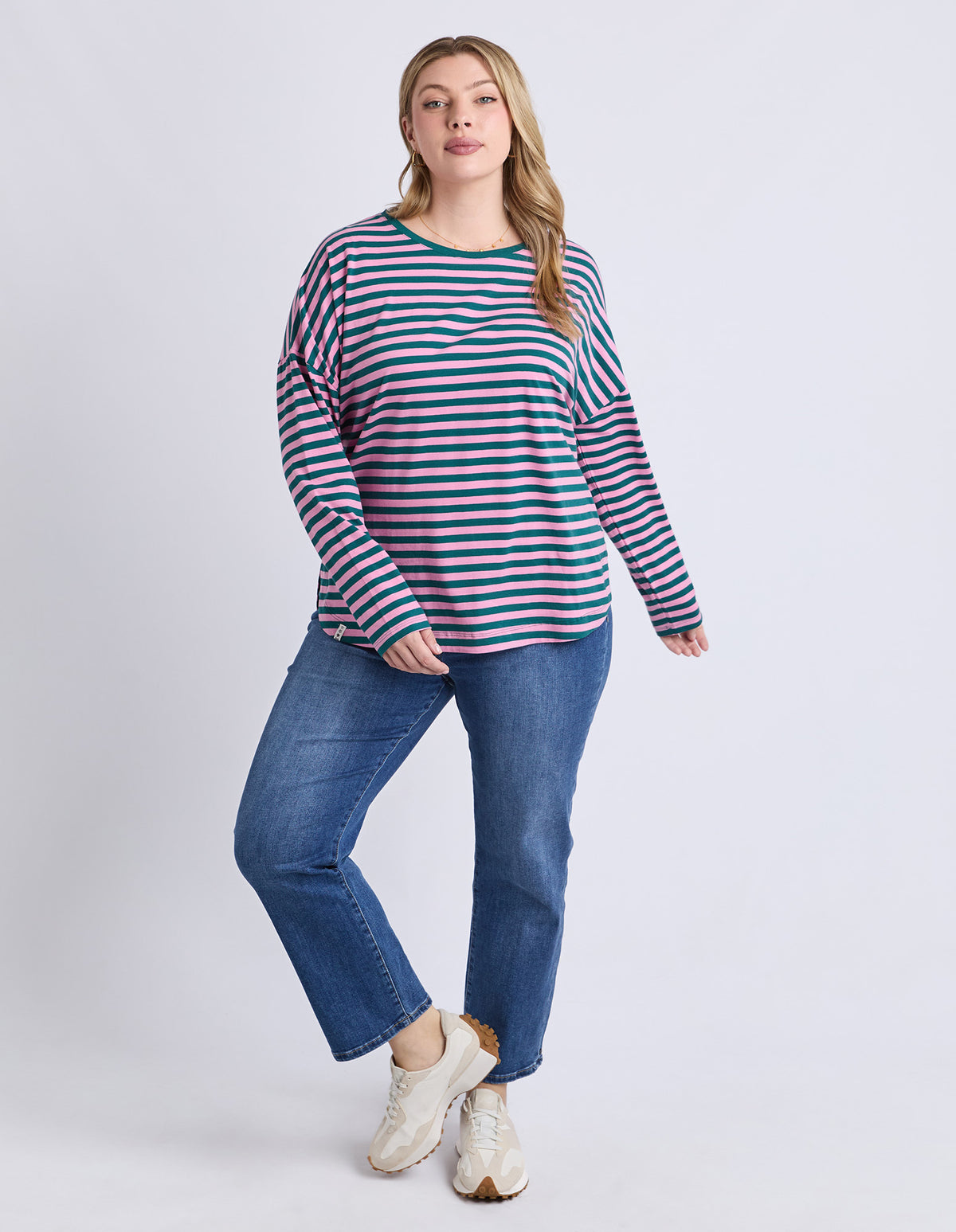 Lauren Long Sleeve Tee Stripe Teal/Quartz