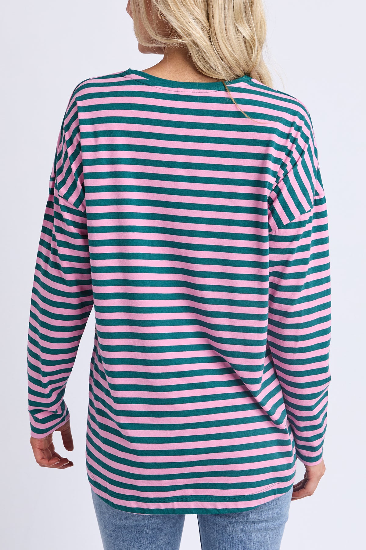 Lauren Long Sleeve Tee Stripe Teal/Quartz