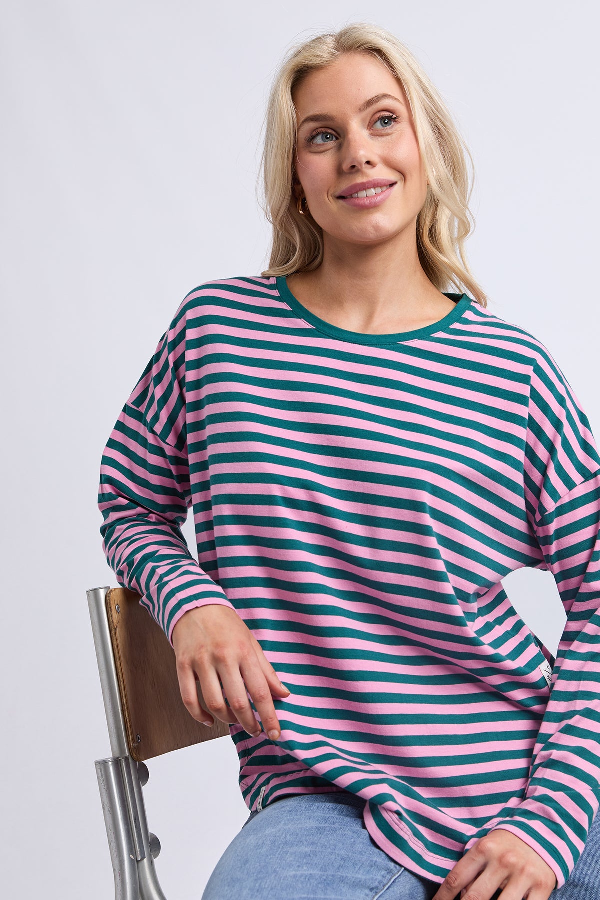 Lauren Long Sleeve Tee Stripe Teal/Quartz