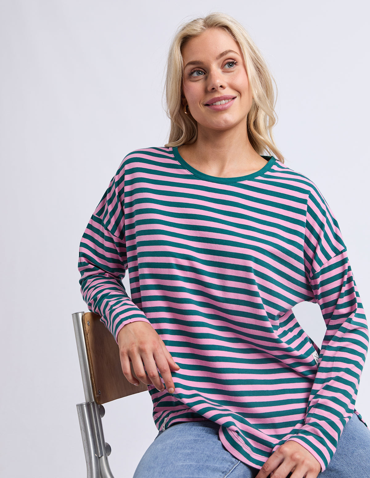 Lauren Long Sleeve Tee Stripe Teal/Quartz