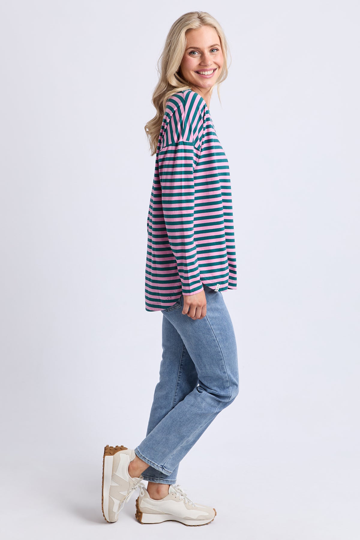Lauren Long Sleeve Tee Stripe Teal/Quartz