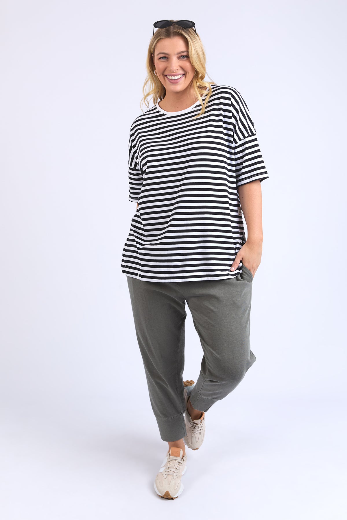Lauren Tee Stripe Black/White Stripe