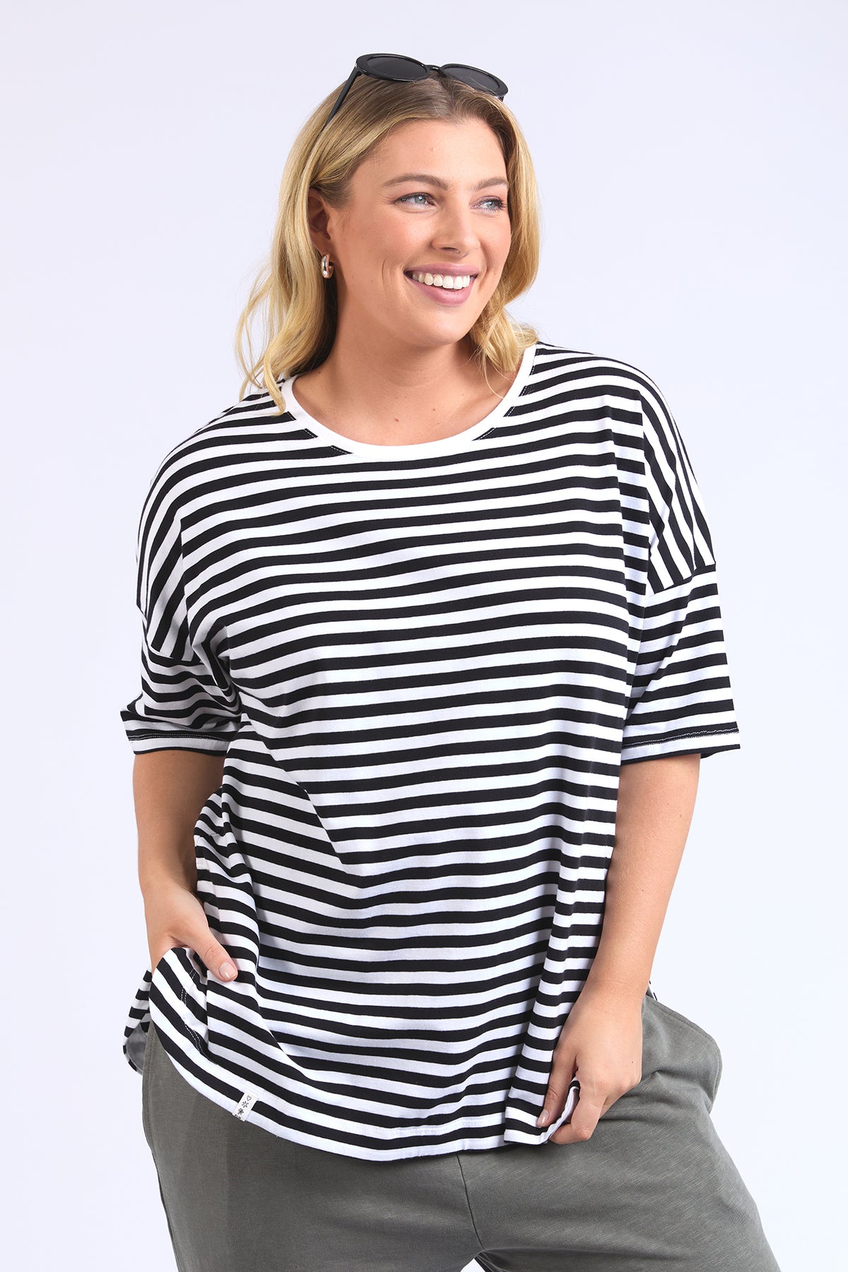 Lauren Tee Stripe Black/White Stripe