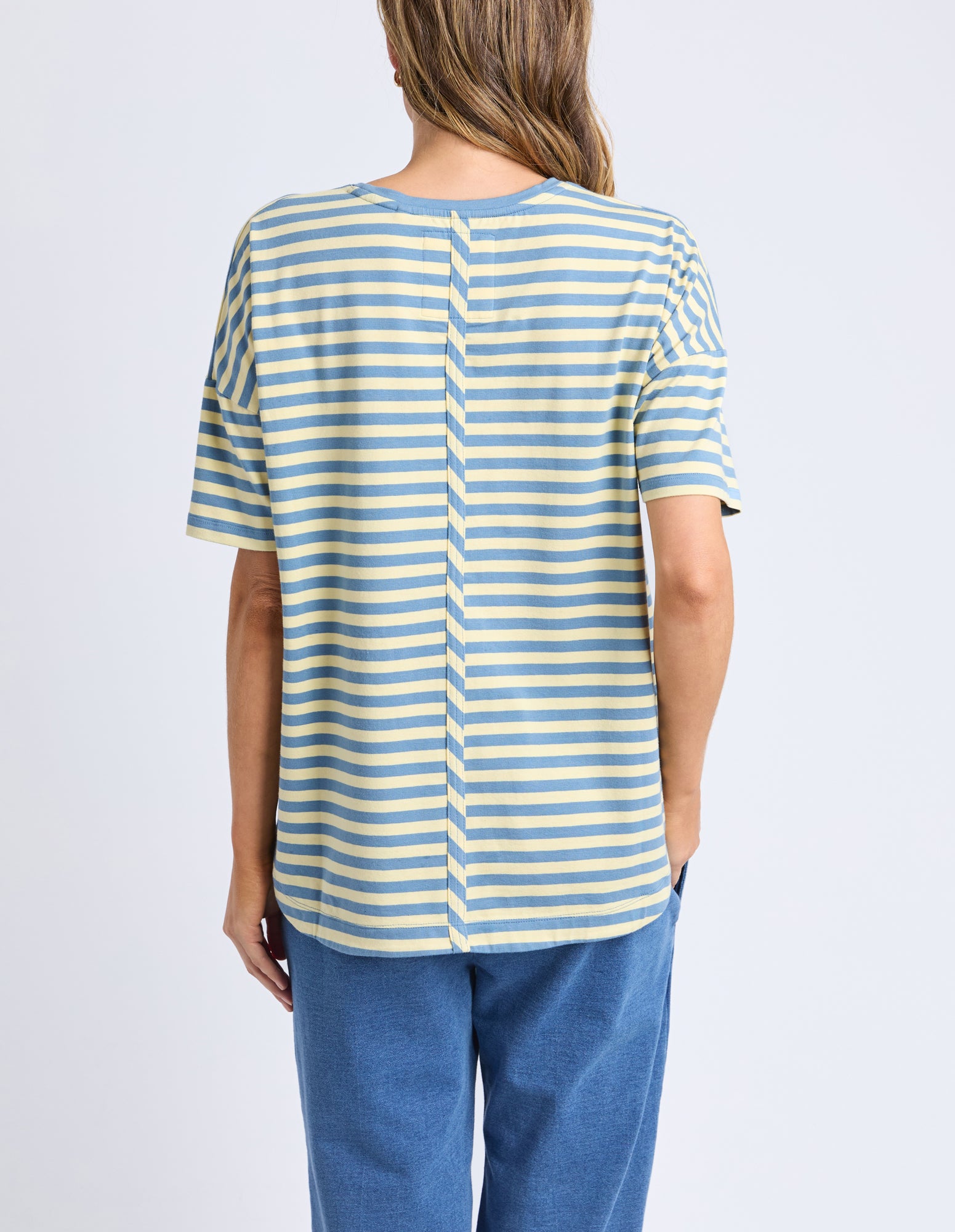 Lauren Short Sleeve Tee Blue and Banana Stripe
