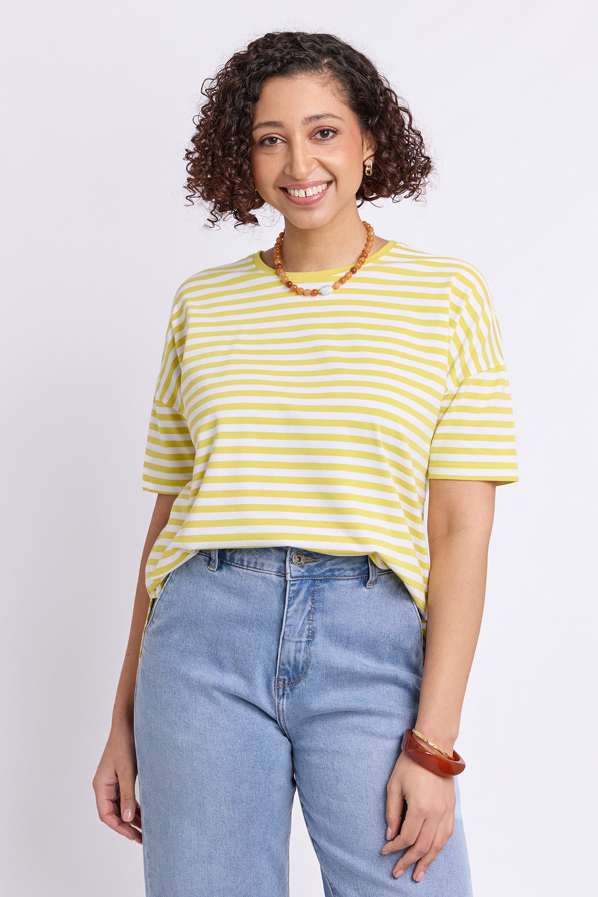 Lauren Short Sleeve Tee Lime & White Stripe