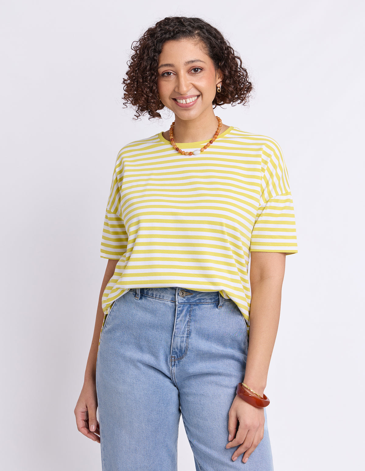 Lauren Short Sleeve Tee Lime & White Stripe