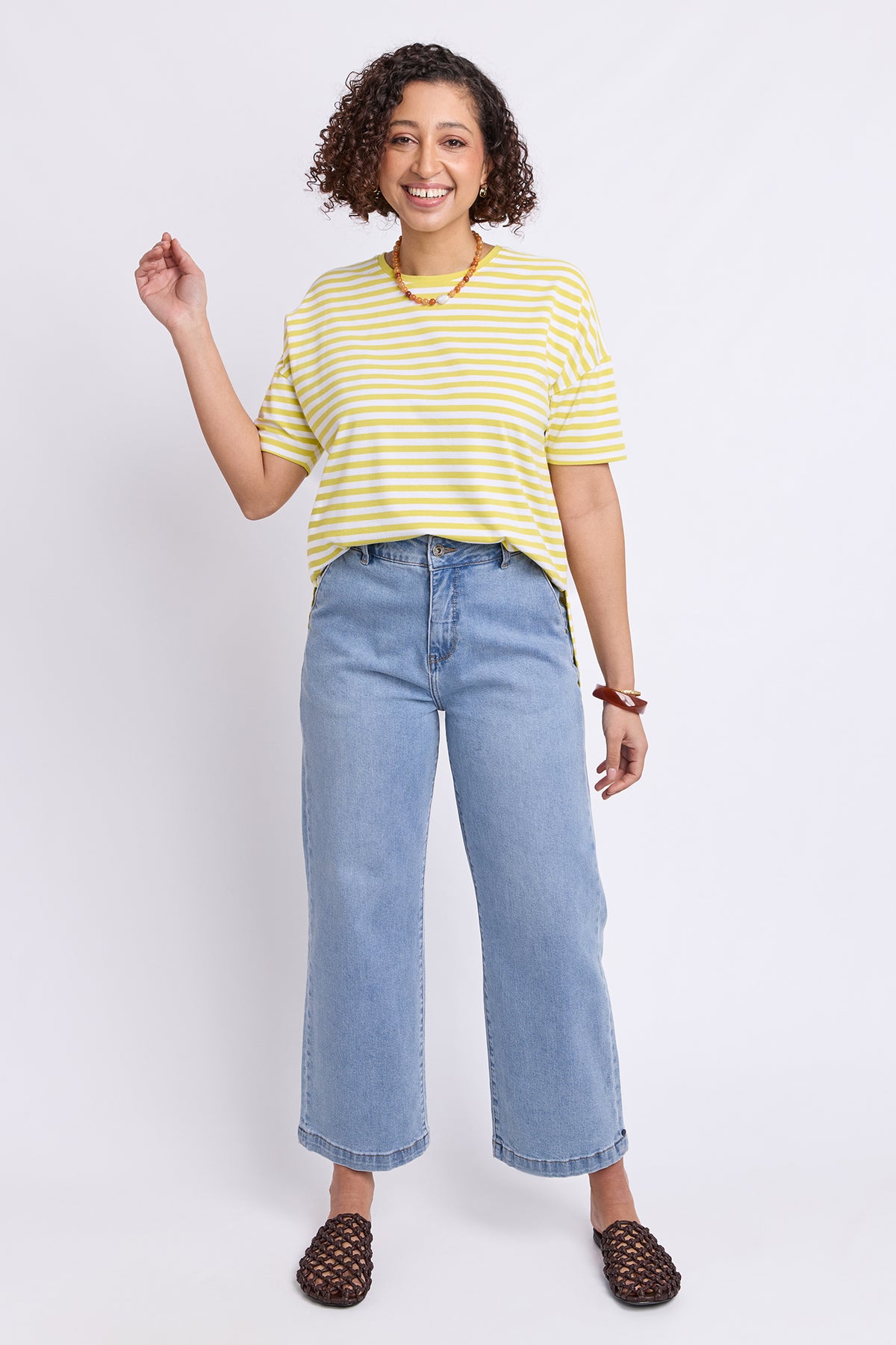 Lauren Short Sleeve Tee Lime & White Stripe