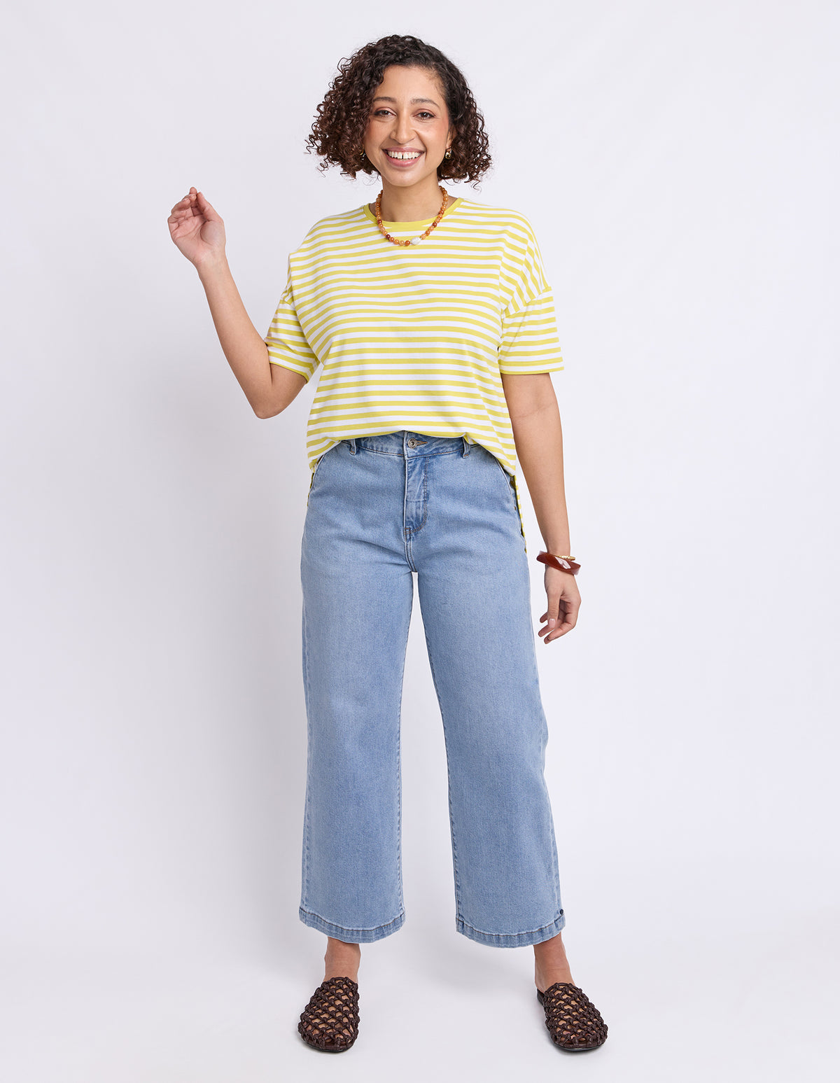 Lauren Short Sleeve Tee Lime & White Stripe