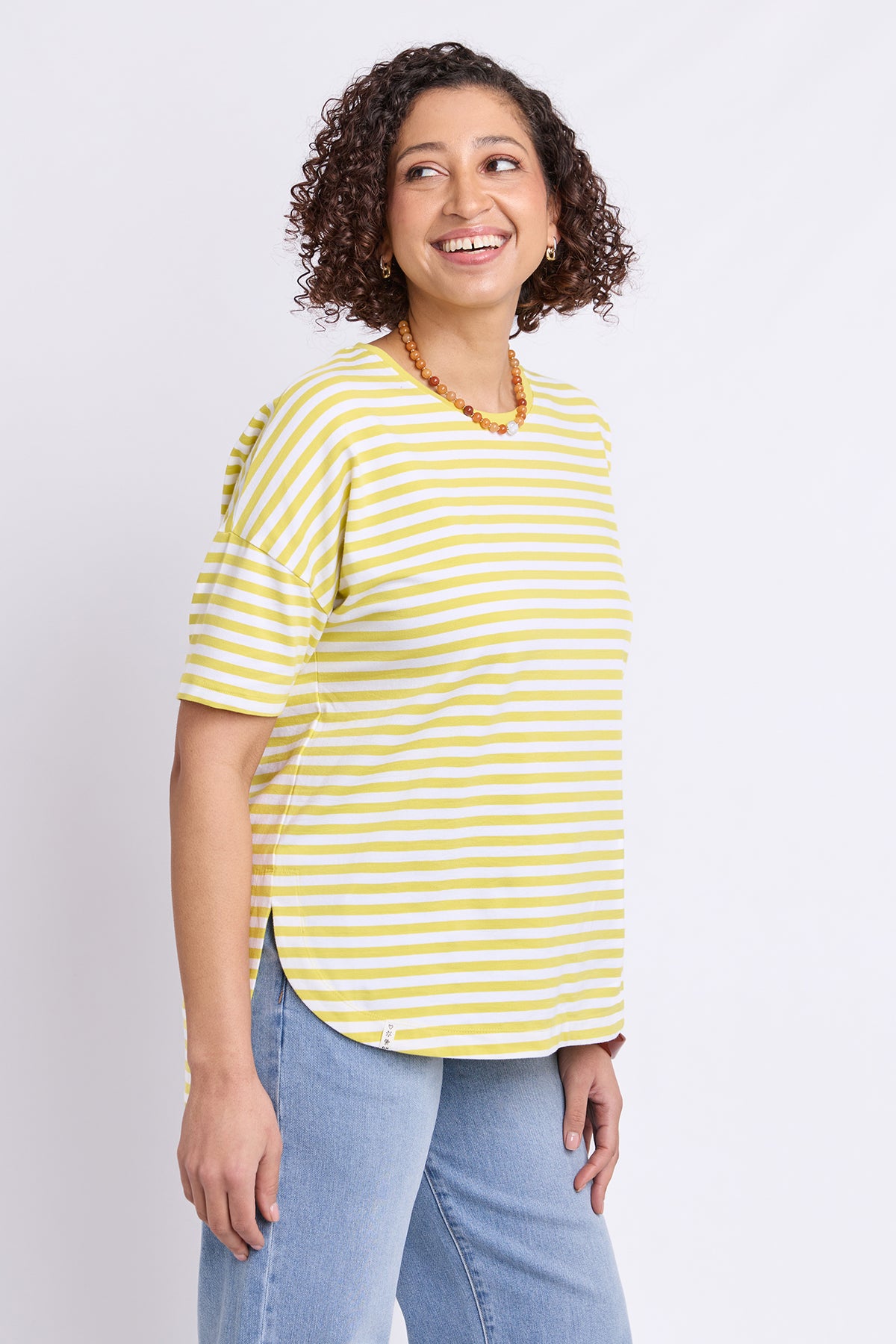 Lauren Short Sleeve Tee Lime & White Stripe