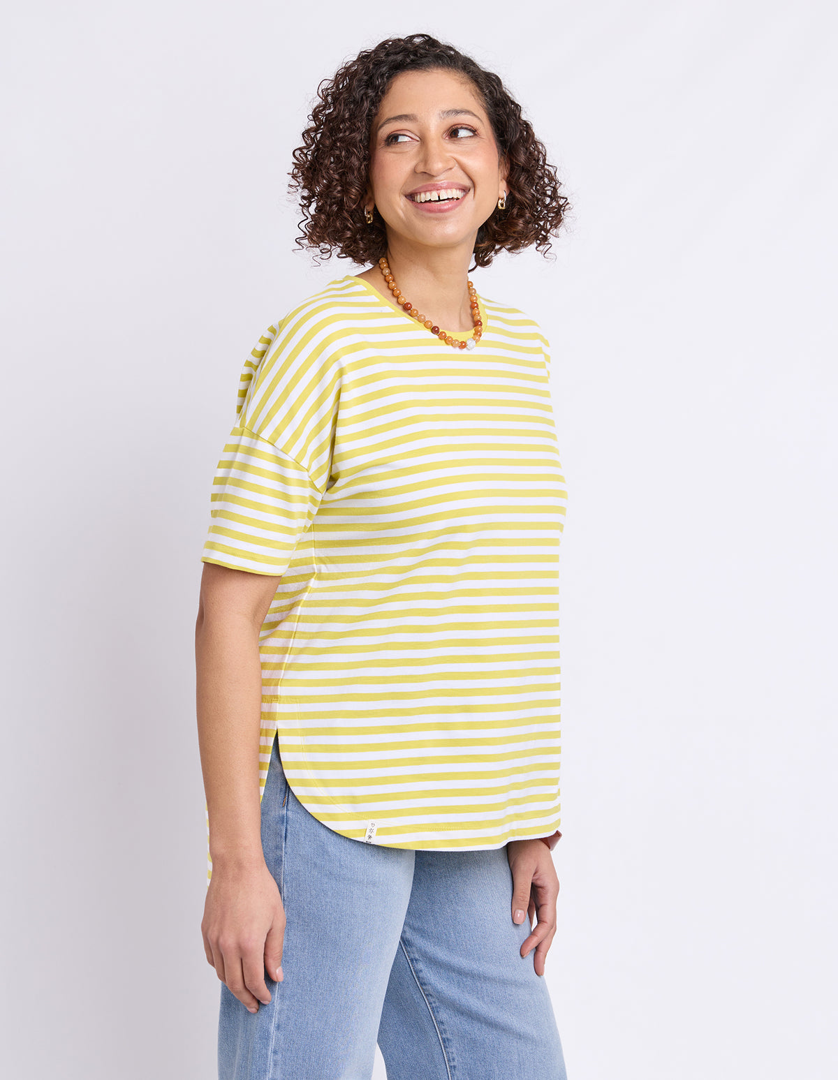 Lauren Short Sleeve Tee Lime & White Stripe