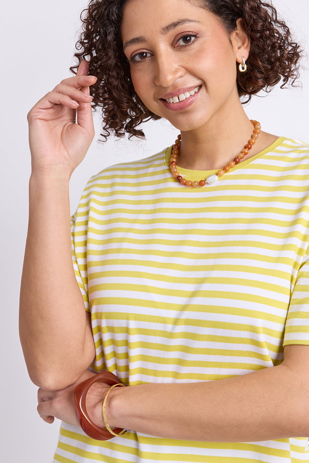 Lauren Short Sleeve Tee Lime & White Stripe