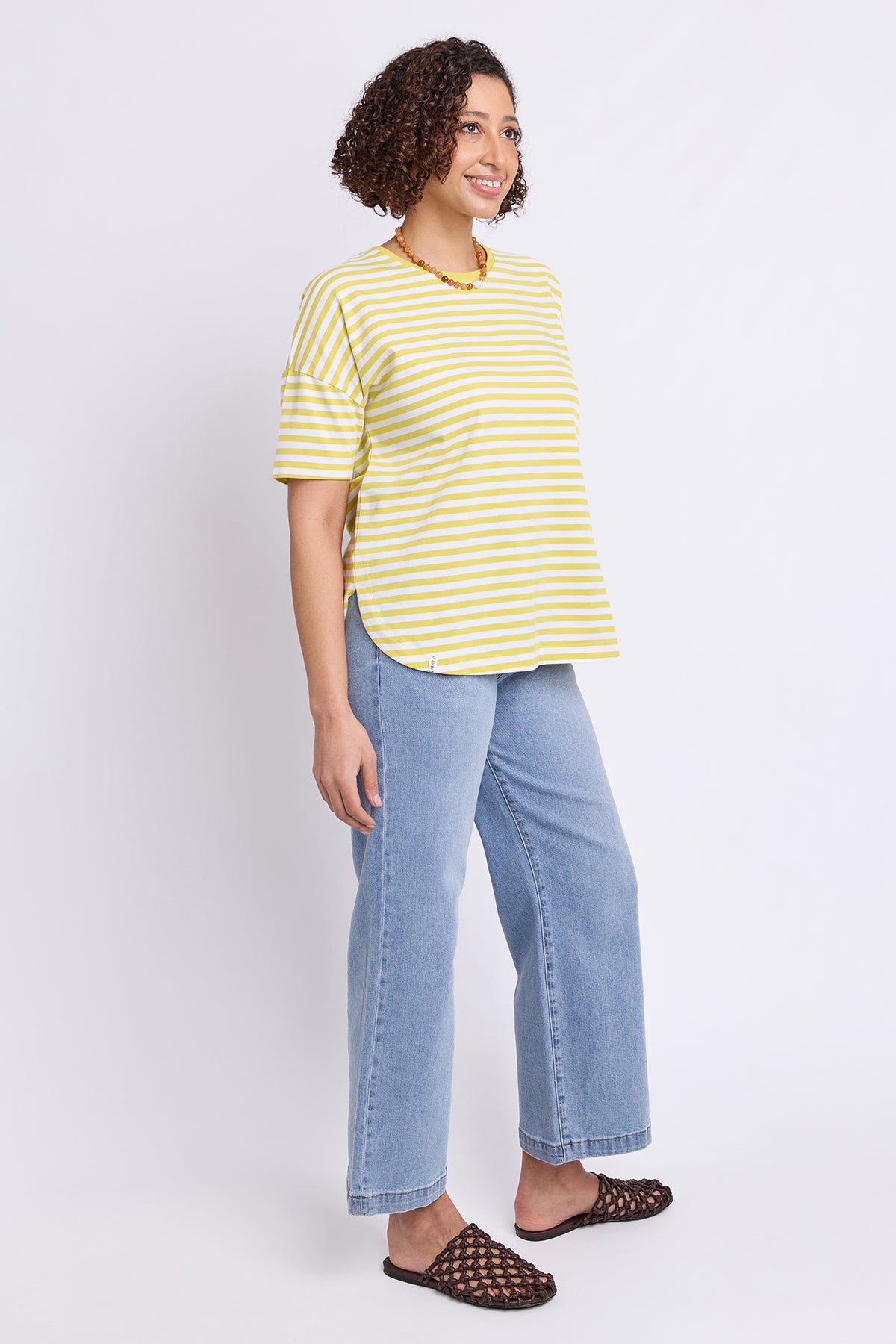 Lauren Short Sleeve Tee Lime & White Stripe