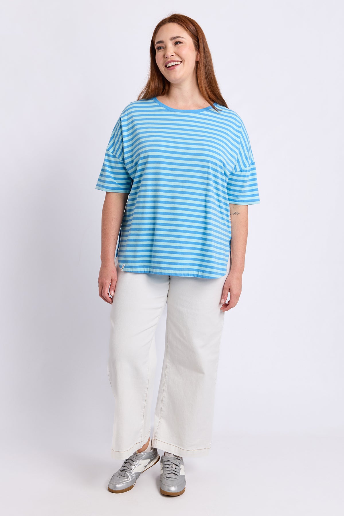 Lauren Short Sleeve Tee Stripe Tonic Blue/Azure