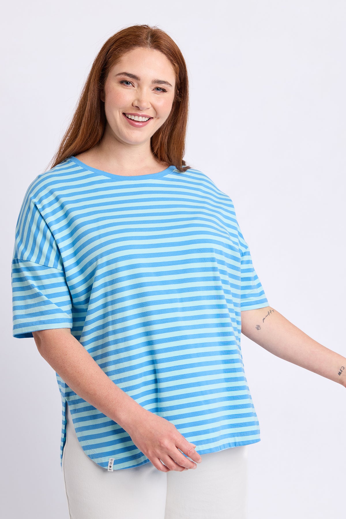 Lauren Short Sleeve Tee Stripe Tonic Blue/Azure