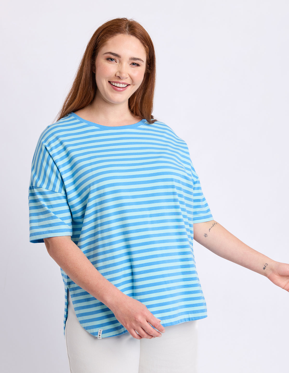 Lauren Short Sleeve Tee Stripe Tonic Blue/Azure
