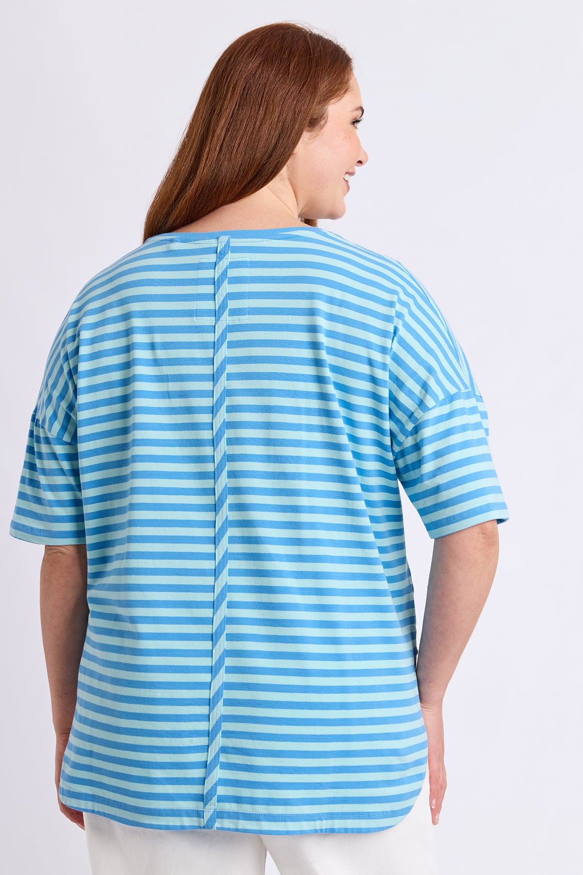 Lauren Short Sleeve Tee Stripe Tonic Blue/Azure