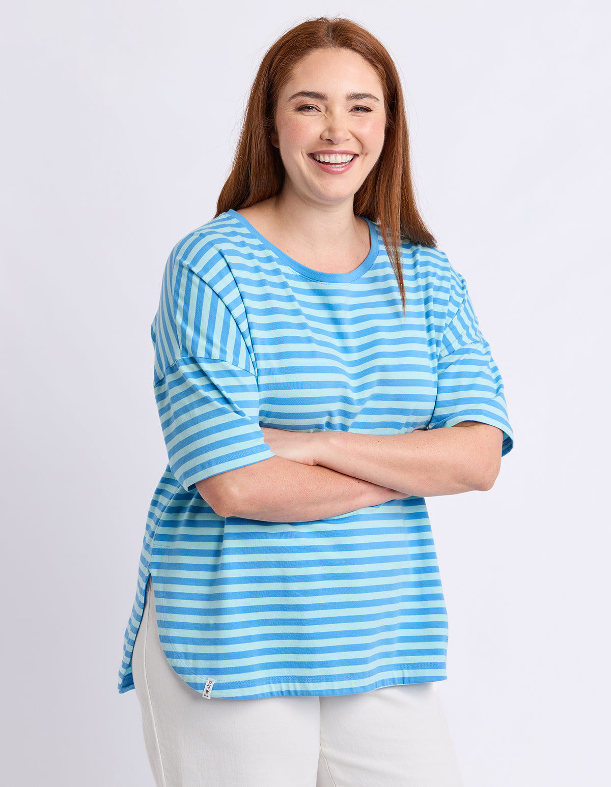 Lauren Short Sleeve Tee Stripe Tonic Blue/Azure