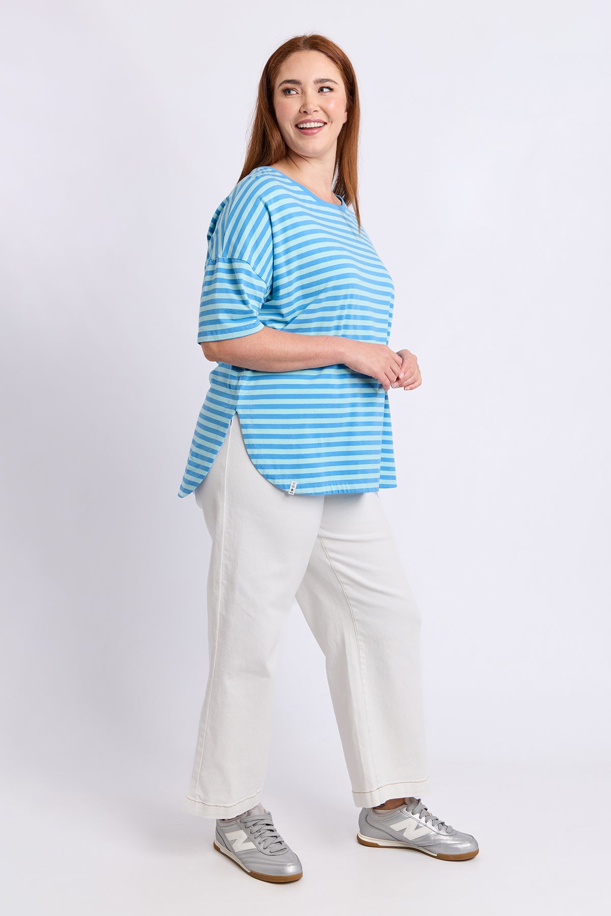 Lauren Short Sleeve Tee Stripe Tonic Blue/Azure