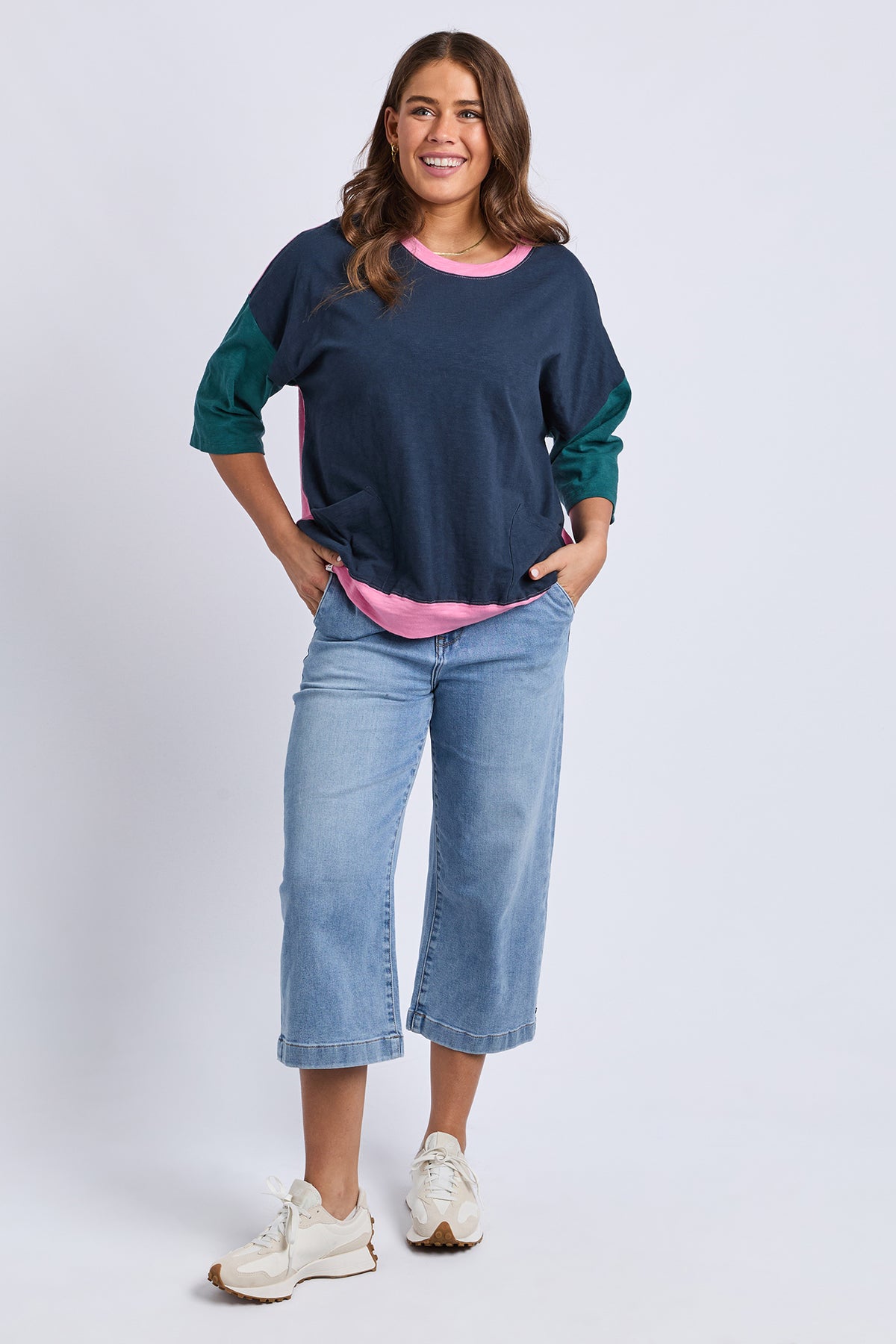 Mazie Colour Block Sweat Teal/Navy/Quartz