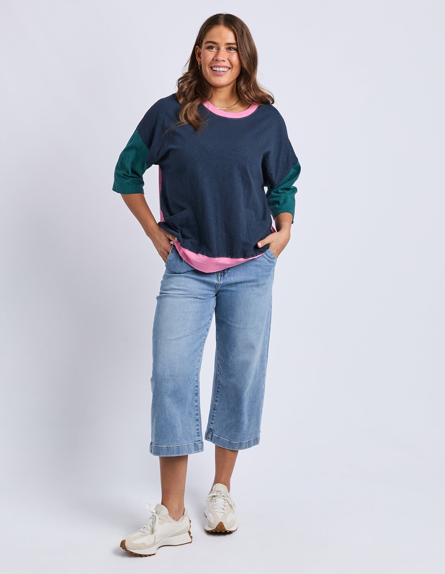 Mazie Colour Block Sweat Teal/Navy/Quartz