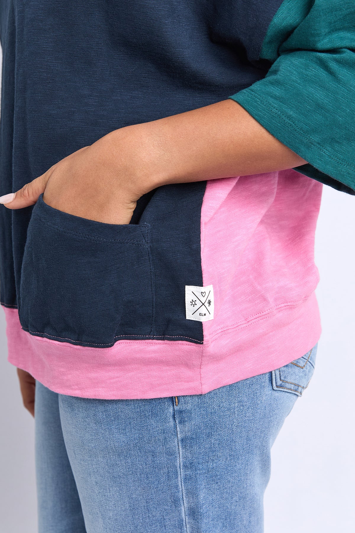 Mazie Colour Block Sweat Teal/Navy/Quartz