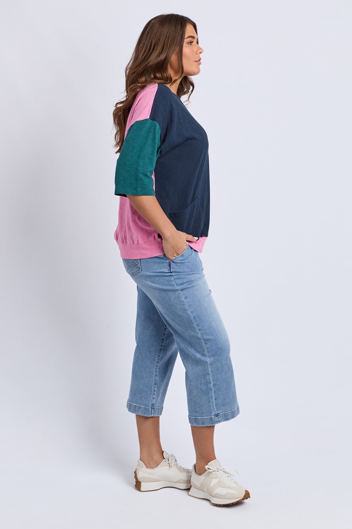 Mazie Colour Block Sweat Teal/Navy/Quartz