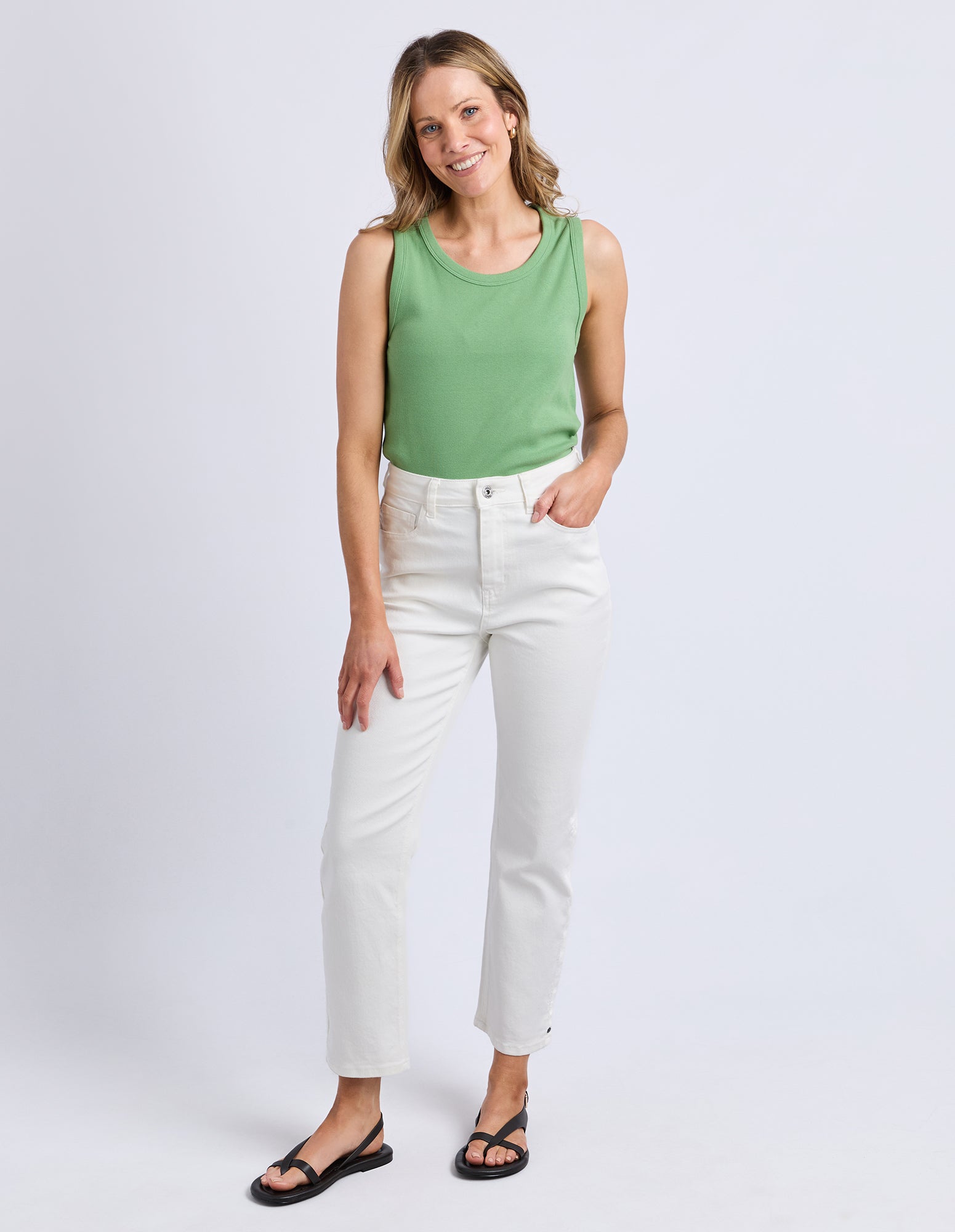 Rib Crew Tank Forest Green – Elm Lifestyle