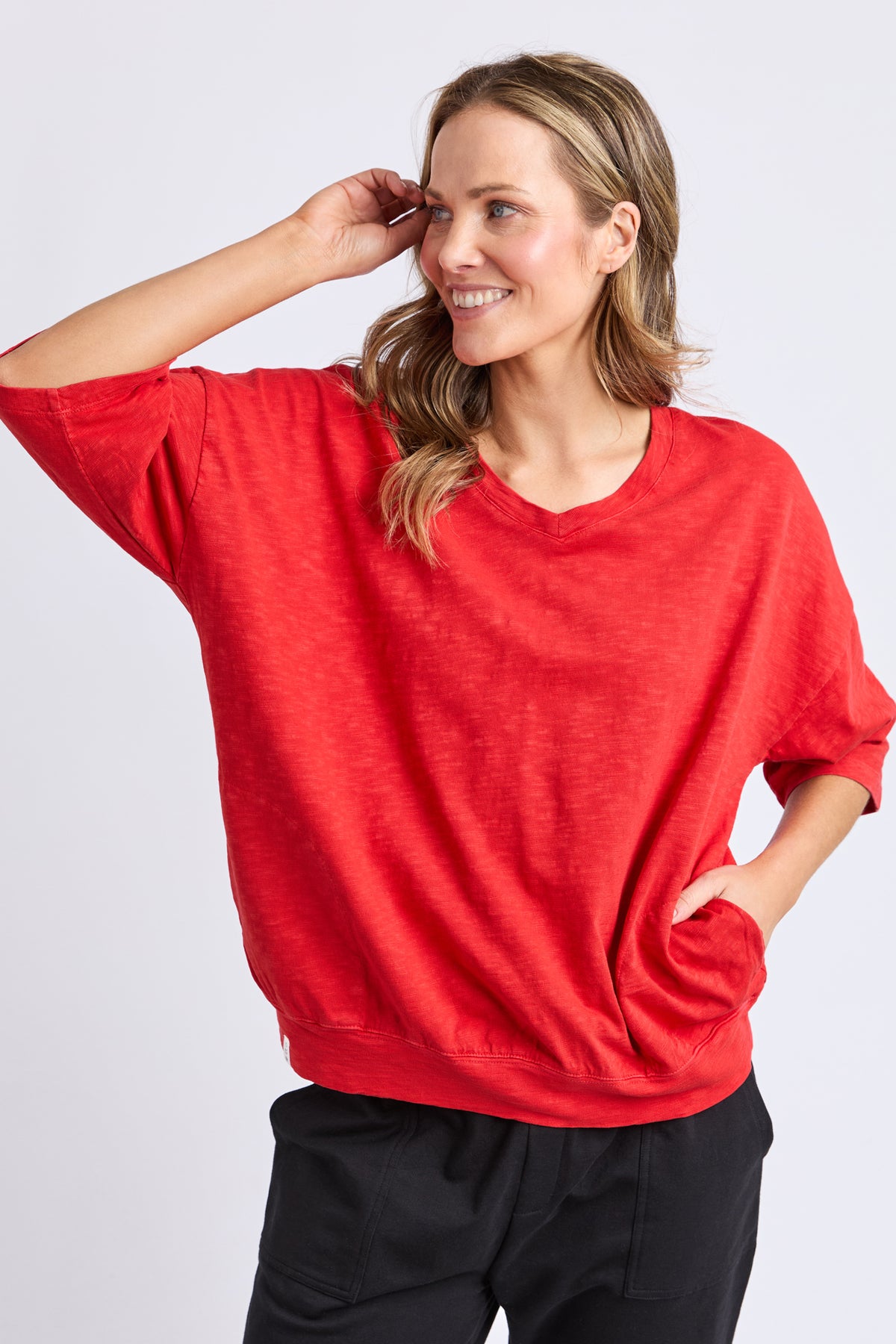 Mazie Vee Neck Cranberry