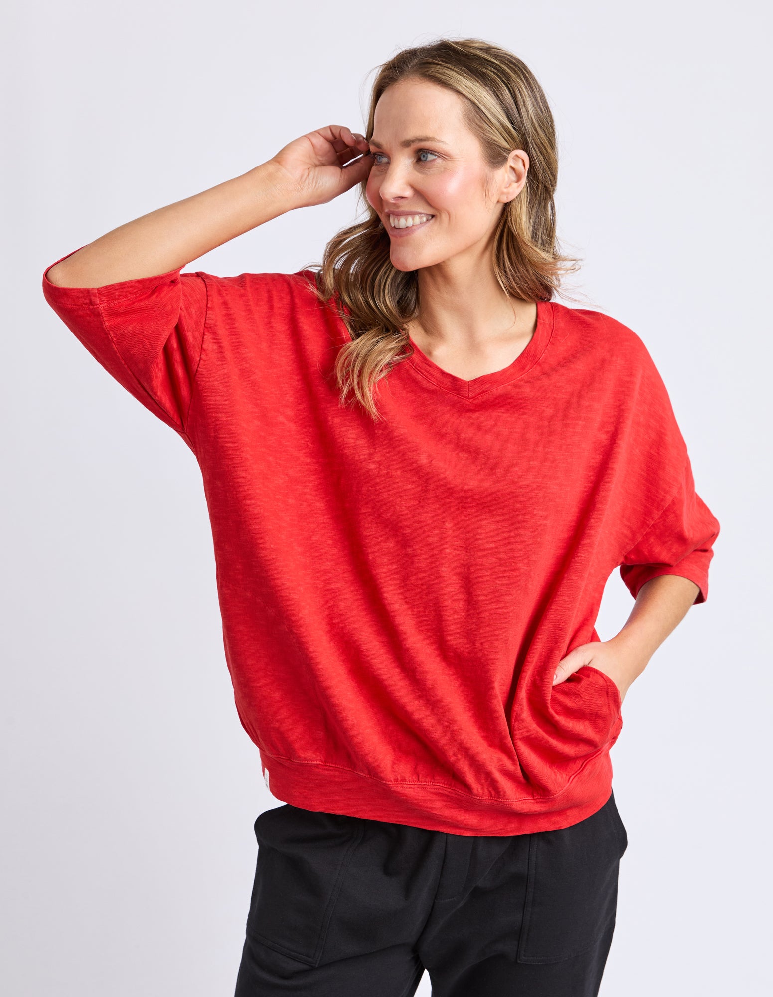 Mazie Vee Neck Cranberry