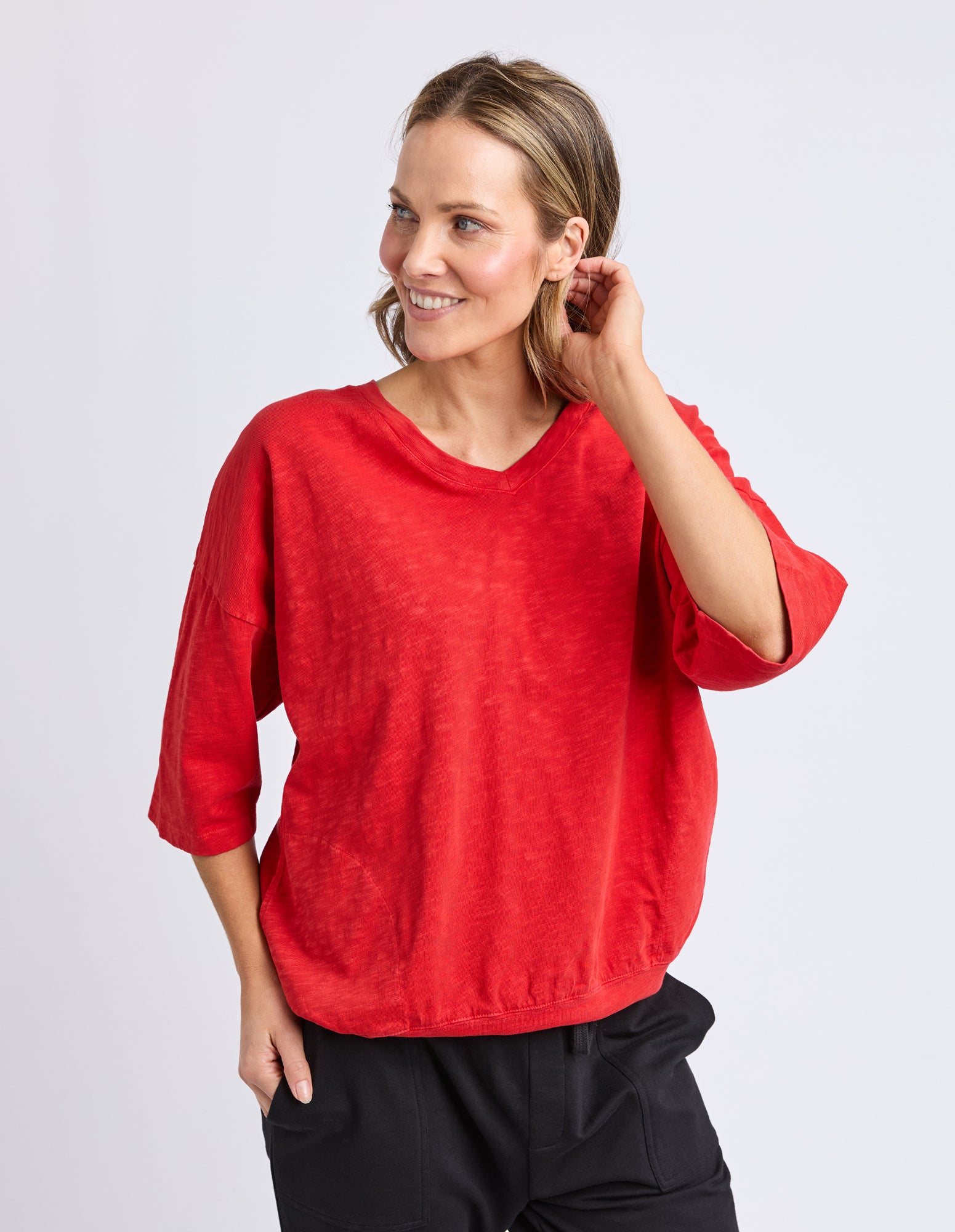 Mazie Vee Neck Cranberry