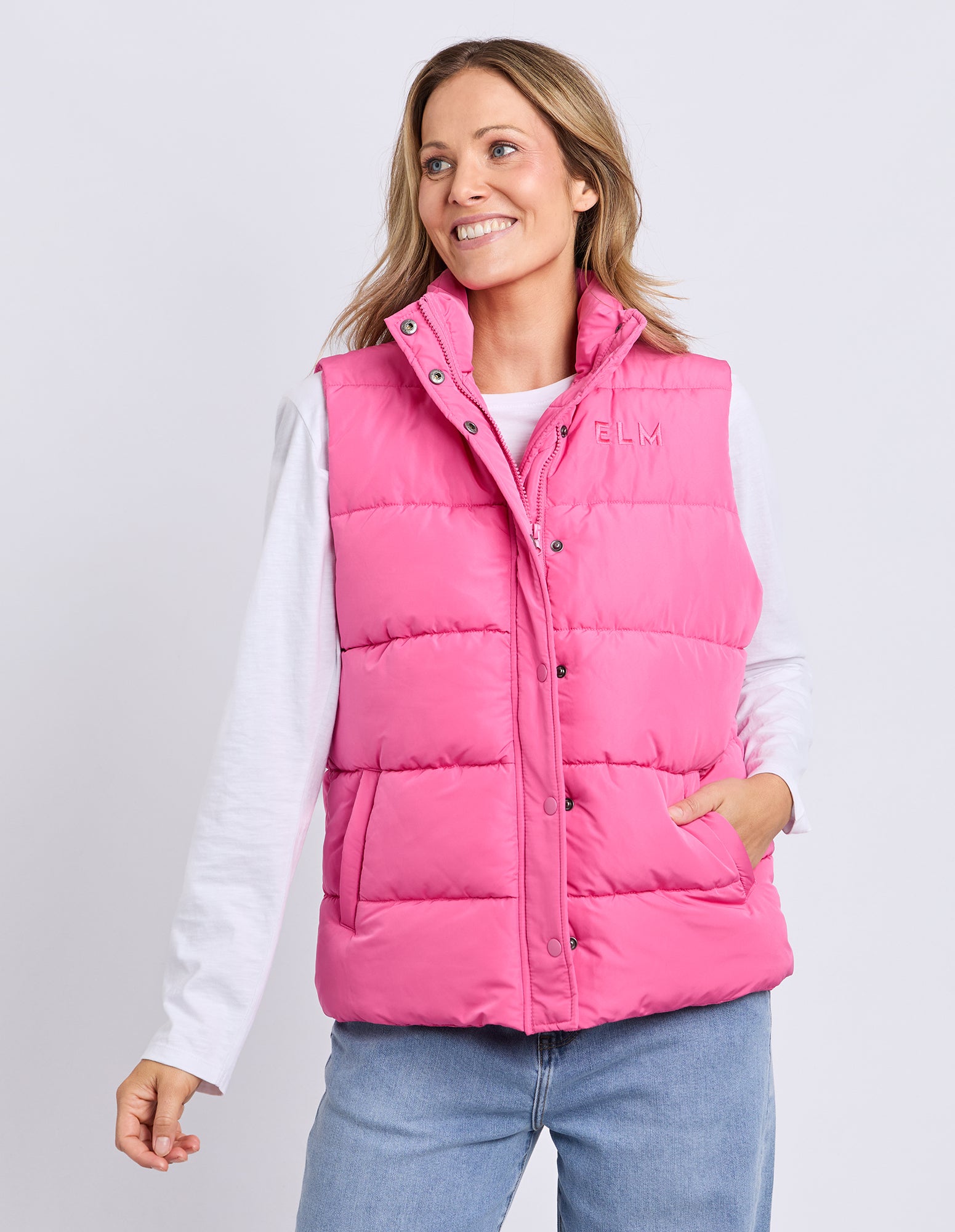 Core Puffer Vest Hot Pink