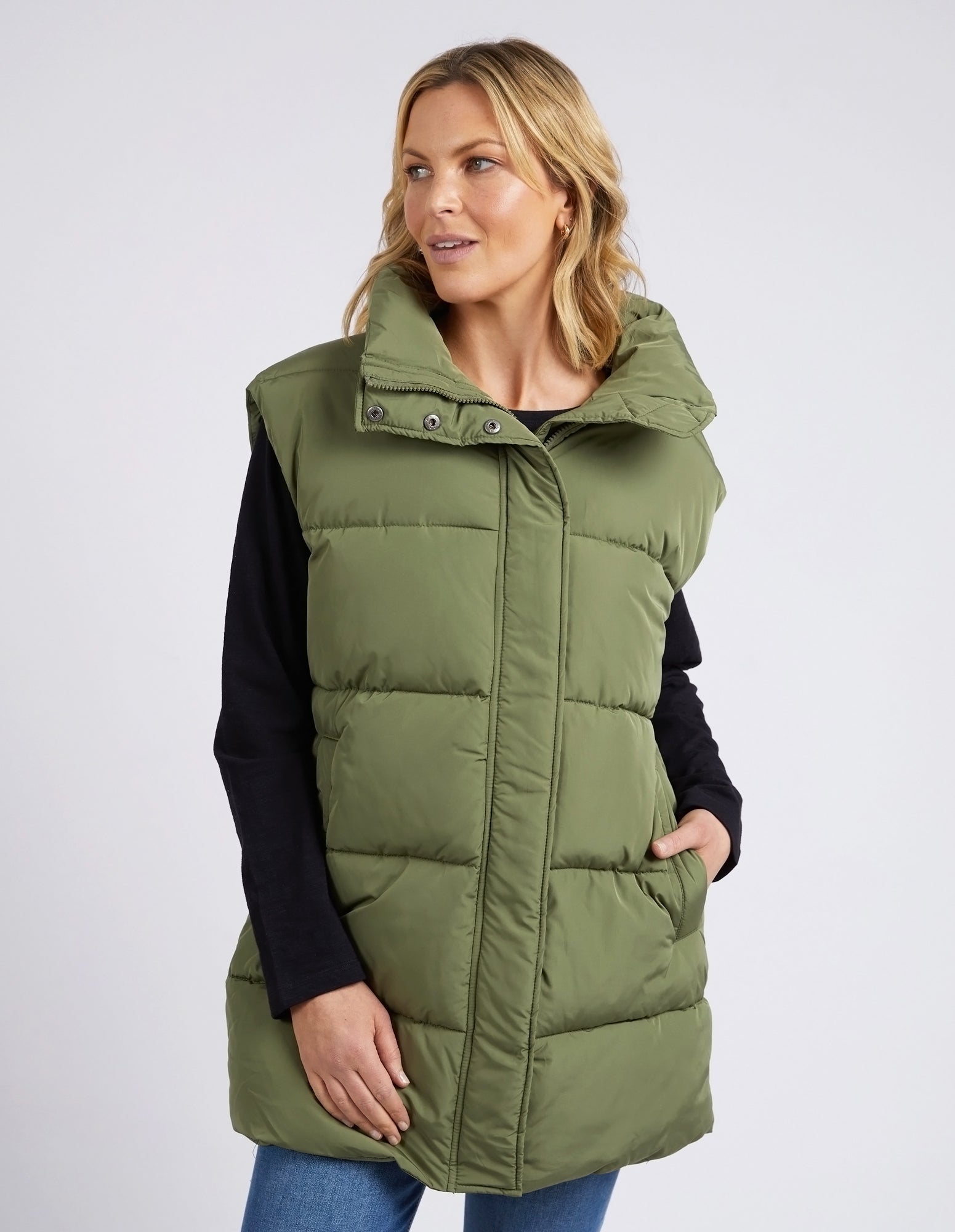 Longline puffer vest best sale