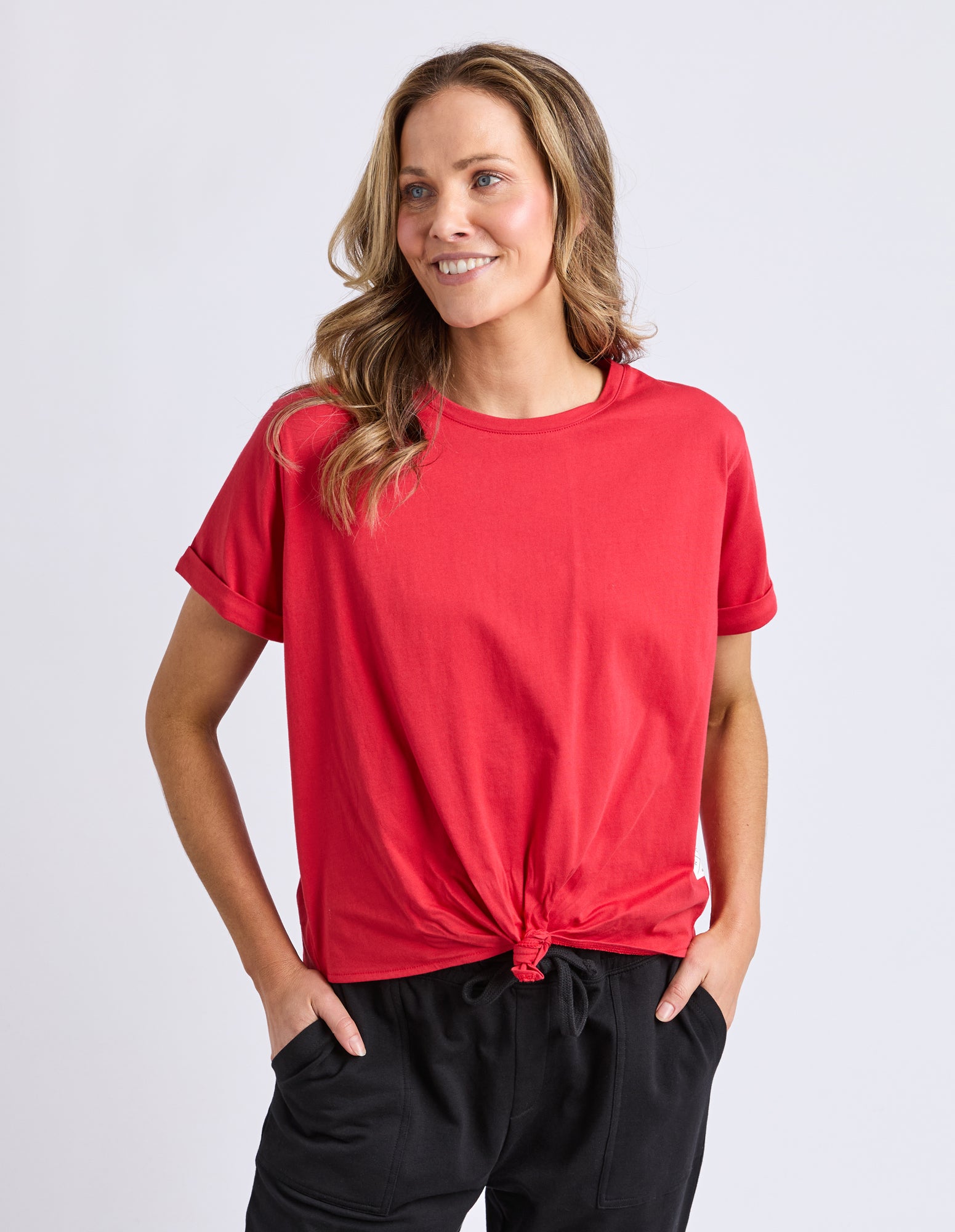 Knot Short Sleeve Tee Cranberry