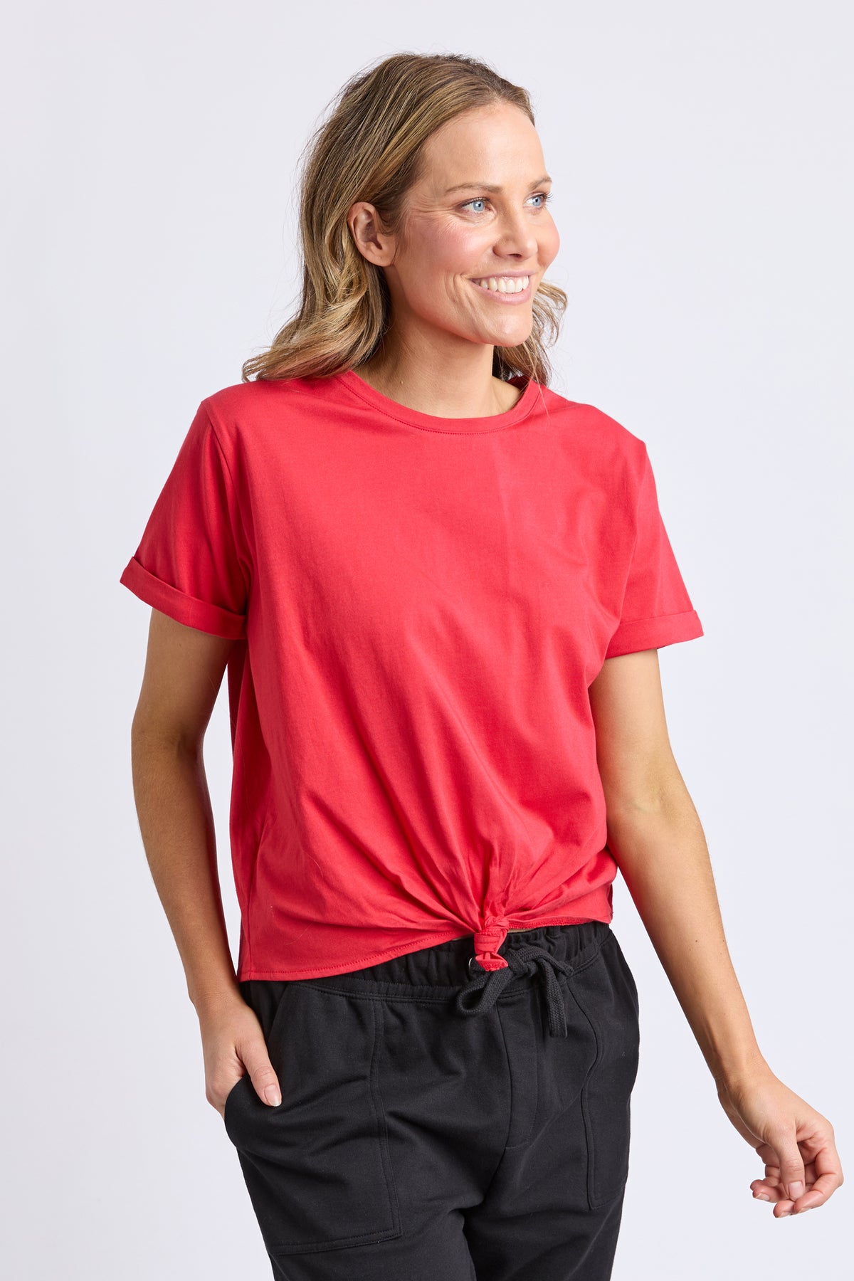 Knot Short Sleeve Tee Cranberry