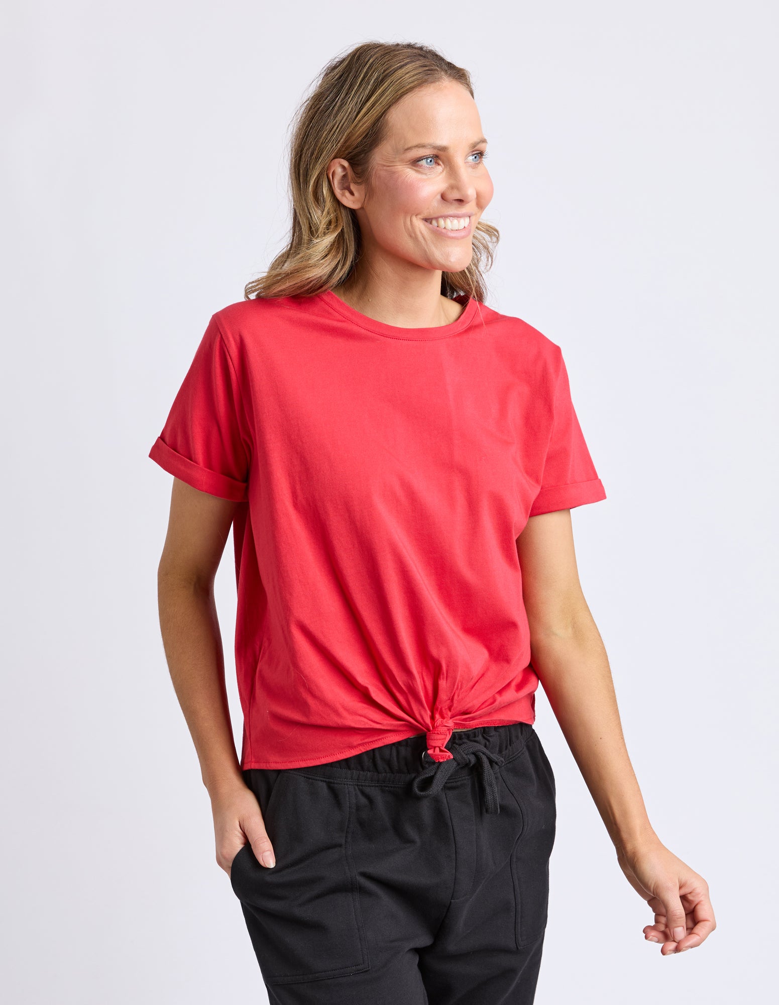 Knot Short Sleeve Tee Cranberry