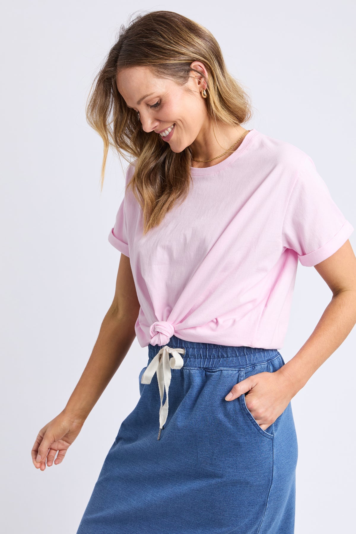 Knot Short Sleeve Tee Pink Lady