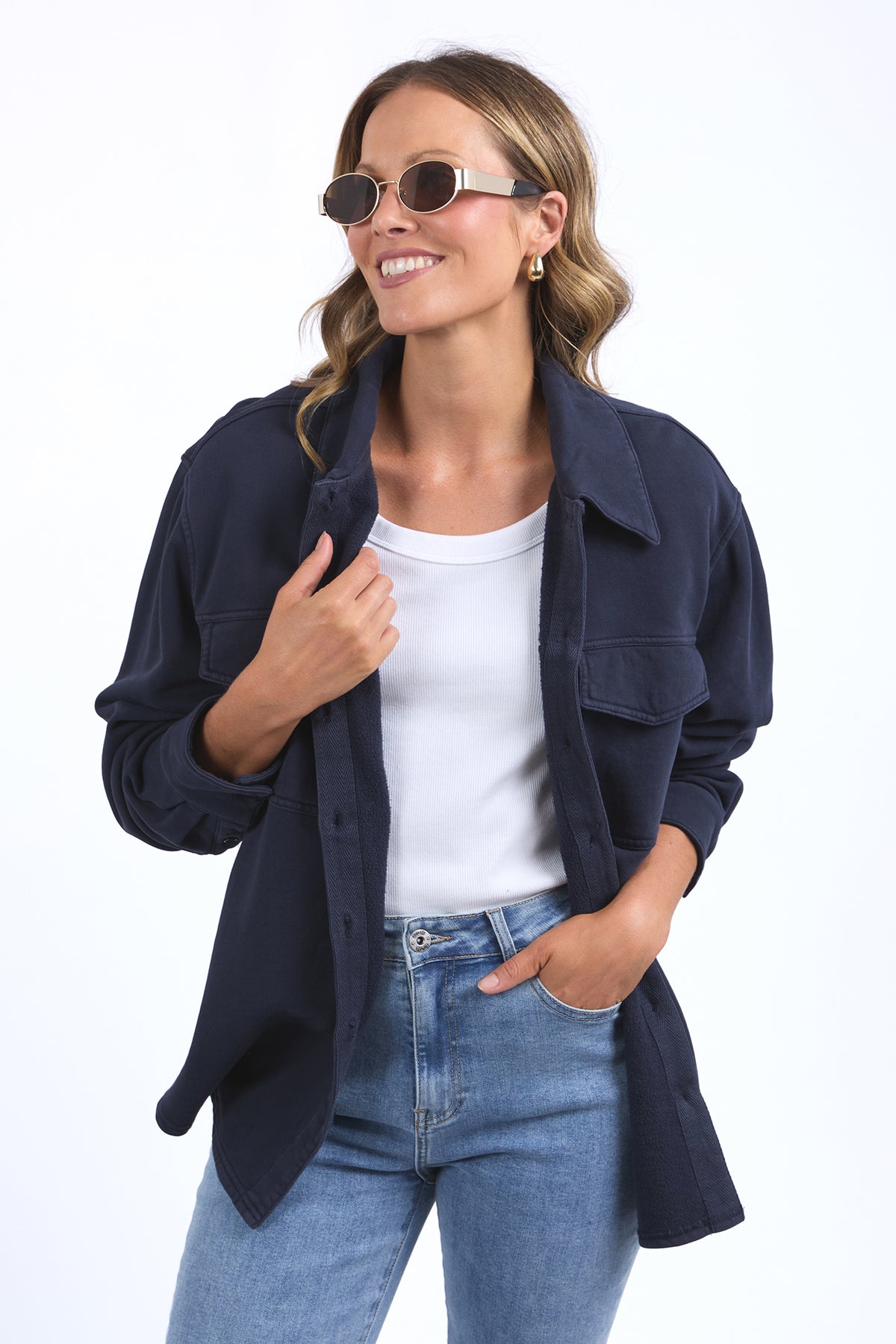 Poppy Fleece Shacket Navy
