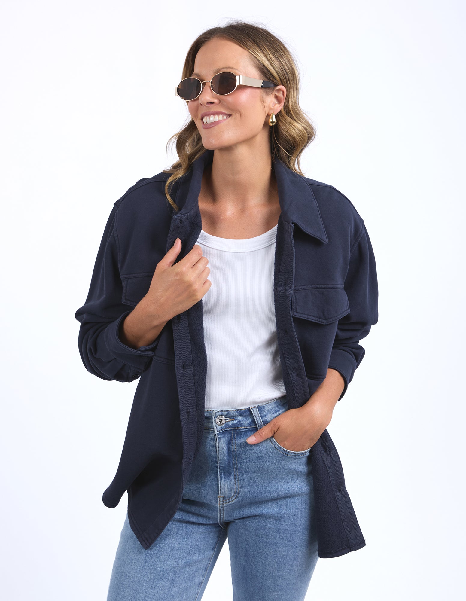 Poppy Fleece Shacket Navy